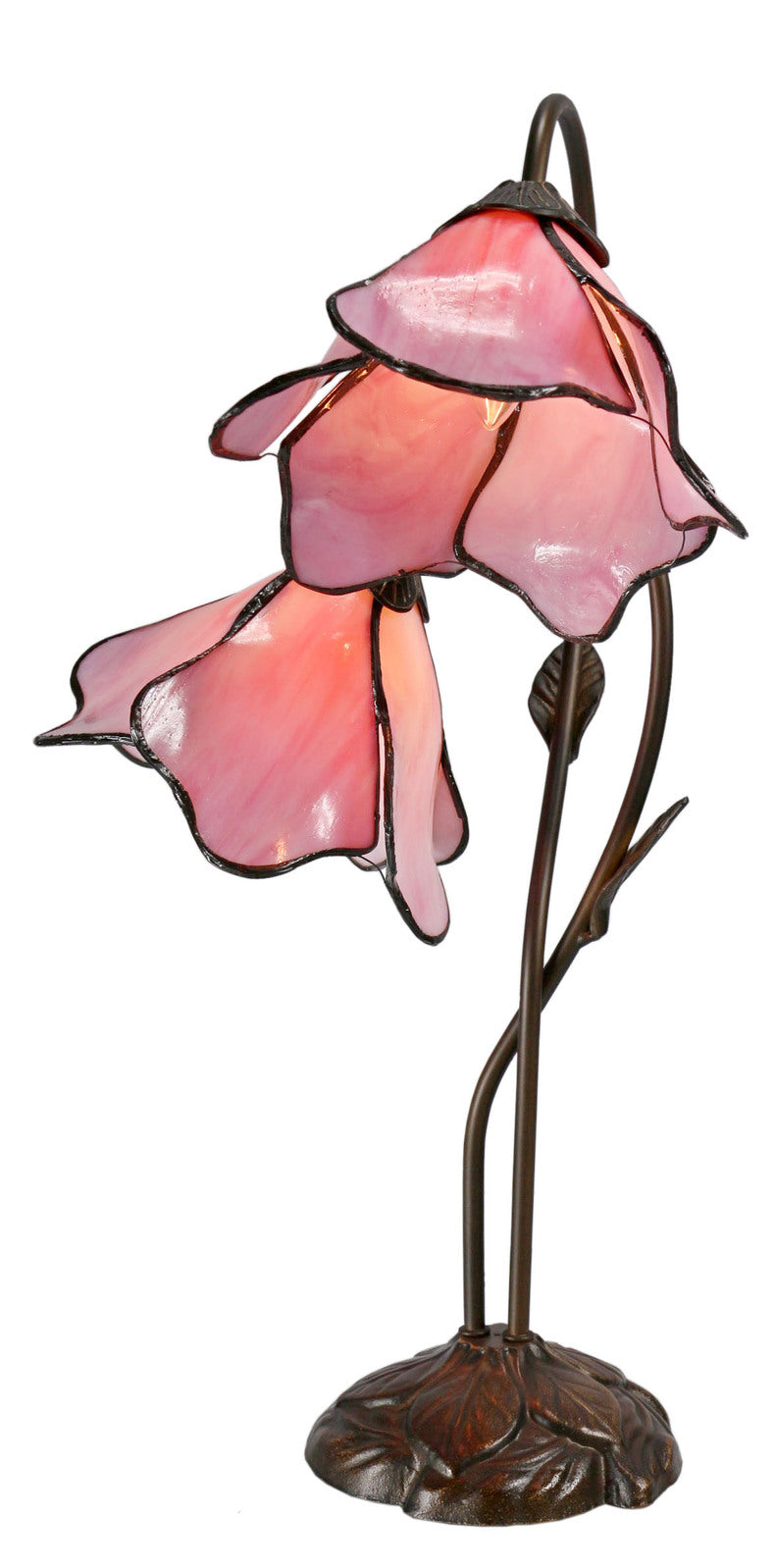 Lotus Twin Tiffany Table Lamp Pink
