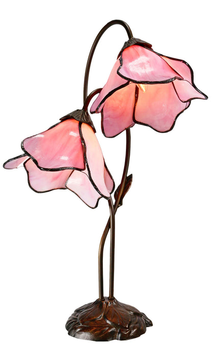 Lotus Twin Tiffany Table Lamp Pink