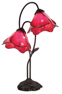 Lotus Twin Tiffany Table Lamp Red