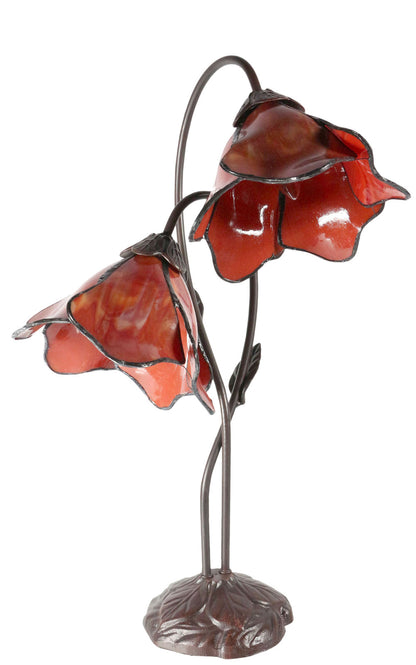 Lotus Twin Tiffany Table Lamp Red