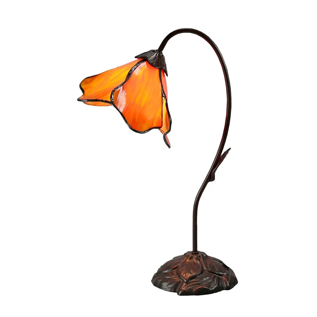 Lotus Tiffany Table Lamp Orange
