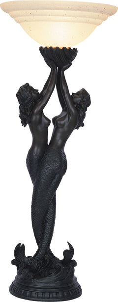 Twin Mermaid Art Deco Table Lamp Black