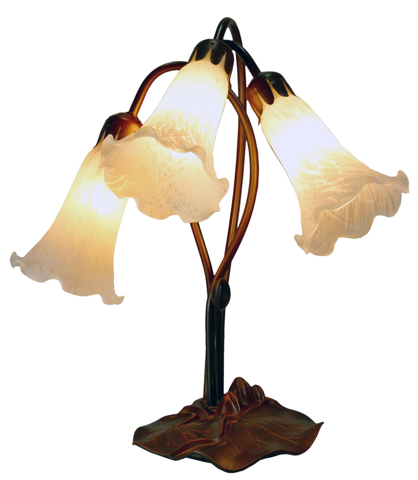 Triple Lily Tiffany Table Lamp White