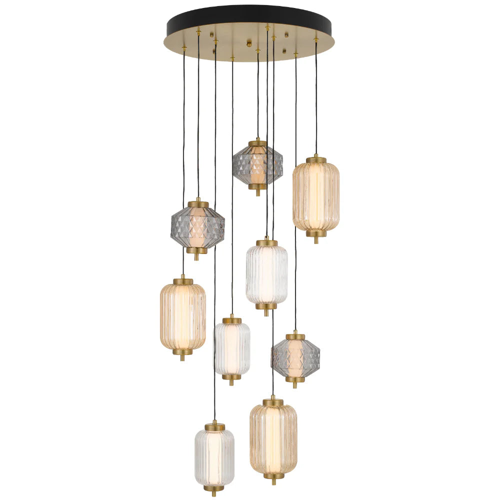 Torso 9 LED Pendant Brass