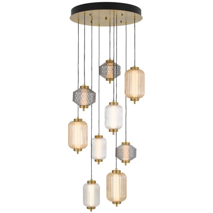 Torso 9 LED Pendant Brass
