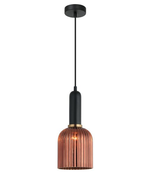 Vintaj10 Ellipse Ribbed Glass Pendant Copper & Brass