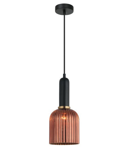 Vintaj10 Ellipse Ribbed Glass Pendant Copper & Brass