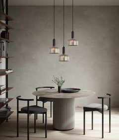 Vintaj18 Dome Ribbed Glass Pendant Clear & Brass