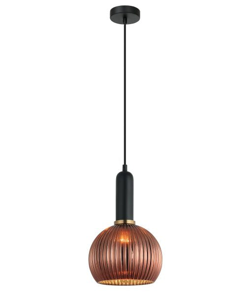 Vintaj4 Wine Ribbed Glass Pendant Copper & Brass