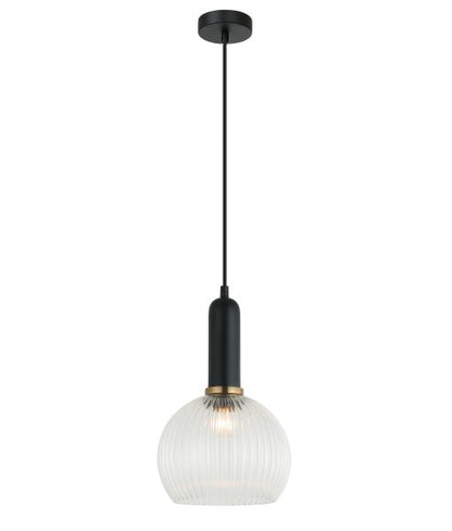 Vintaj6 Wine Ribbed Glass Pendant Clear & Brass