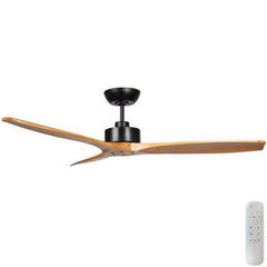 Wynd 54" v3 DC Ceiling Fan Black with Teak Blades