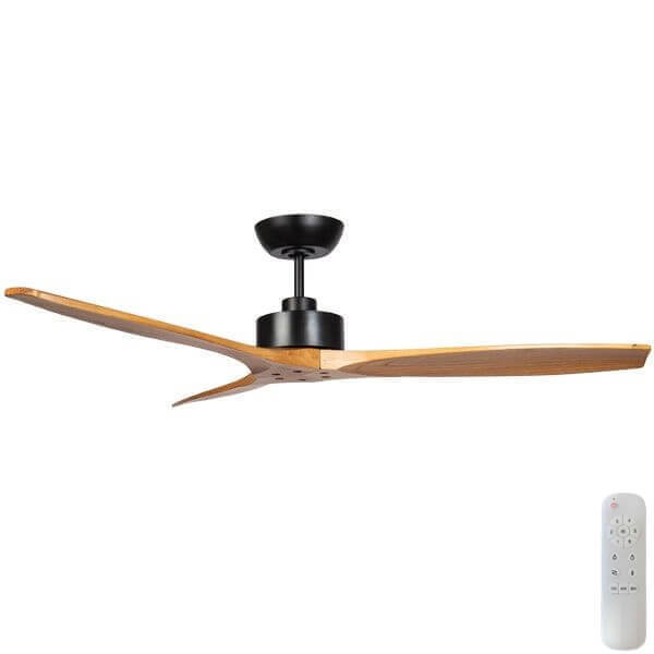 Wynd 54" v3 DC Ceiling Fan Black with Teak Blades