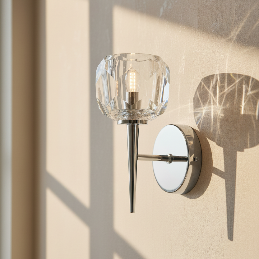 Zaha Chrome & Crystal Wall Light