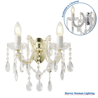 Zurich 2LT Crystal Wall Light