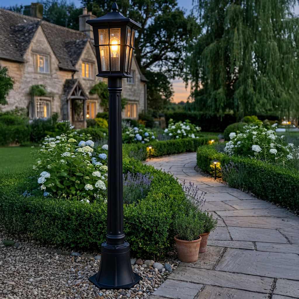 Eden Single Exterior Post Light Black