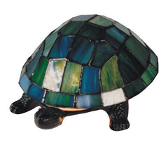 Blue Leadlight Turtle Lamp