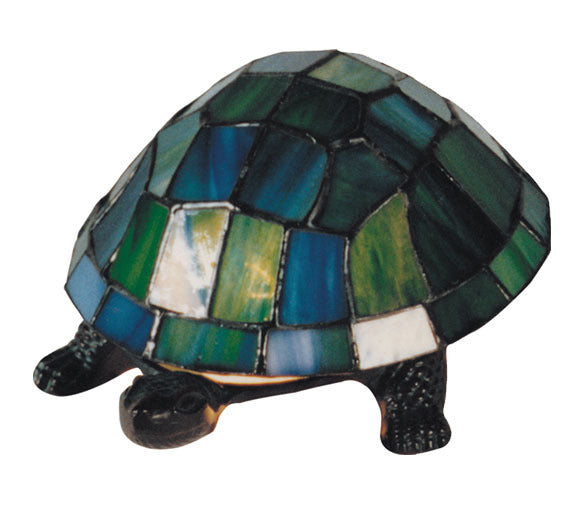 Blue Leadlight Turtle Lamp
