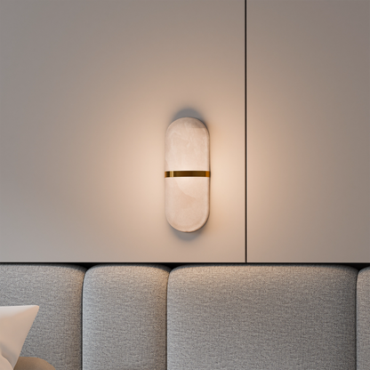 Bower Alabaster Stone Capsule Wall Light Brass