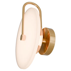 Bower Alabaster Stone Arm Round Wall Light Brass