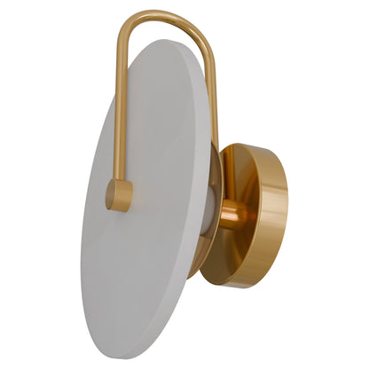 Bower Alabaster Stone Arm Round Wall Light Brass