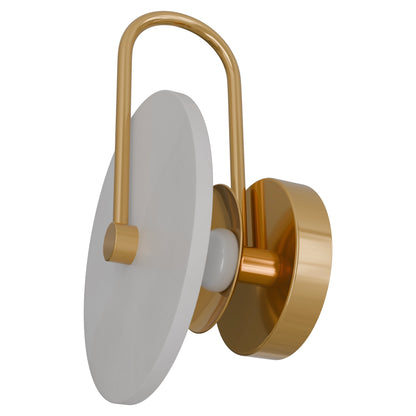 Bower Alabaster Stone Arm Round Wall Light Brass