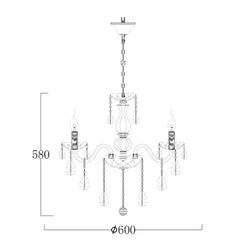 Bromley 6LT Crystal Chandelier