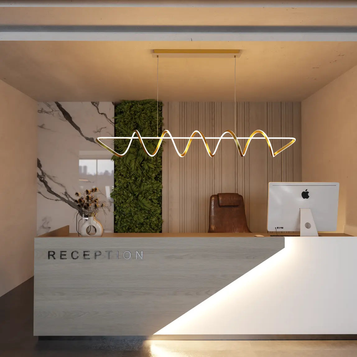 Bulbul 2000mm Spiral LED Pendant Brass