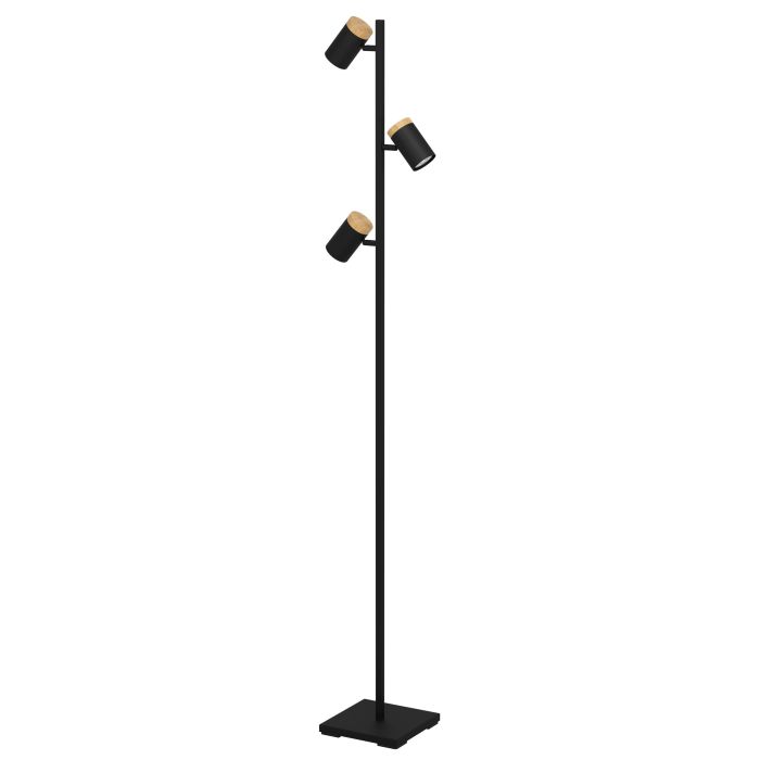Cartagena 3LT Floor Lamp Black & Wood