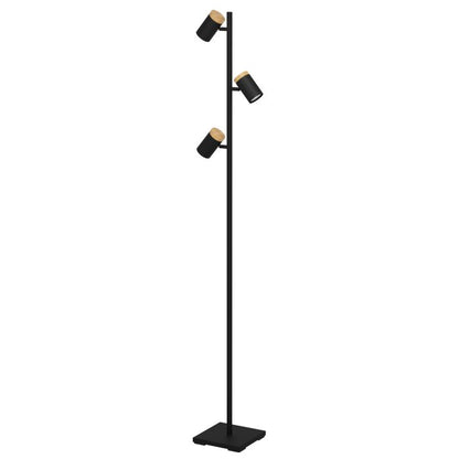 Cartagena 3LT Floor Lamp Black & Wood