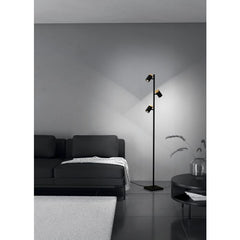 Cartagena 3LT Floor Lamp Black & Wood