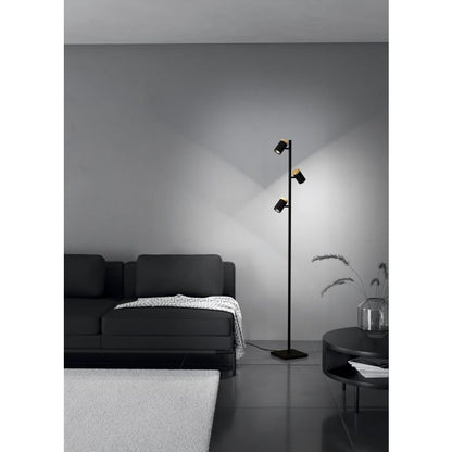 Cartagena 3LT Floor Lamp Black & Wood