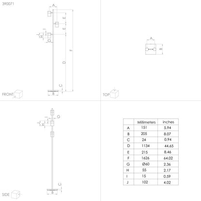 Cartagena 3LT Floor Lamp Black & Wood