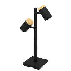 Cartagena 2LT Table Lamp Black & Wood