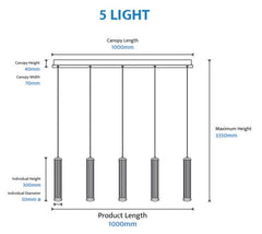 Charm 5 Light Bar Pendant