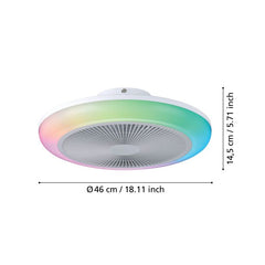 Sayulita Bladeless 18" DC Ceiling Fan with Remote Control & RGB LED Light