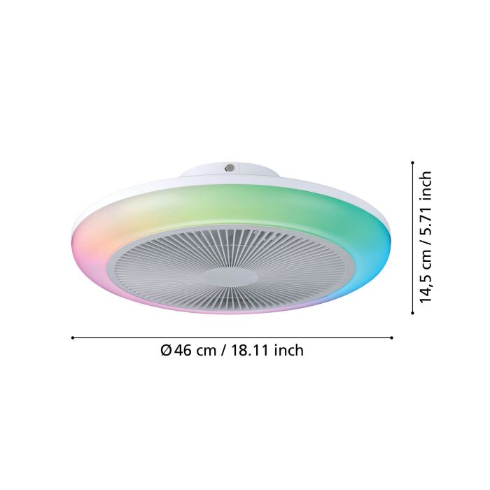 Sayulita Bladeless 18" DC Ceiling Fan with Remote Control & RGB LED Light