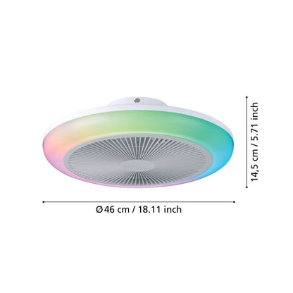 Sayulita Bladeless 18" DC Ceiling Fan with Remote Control & RGB LED Light