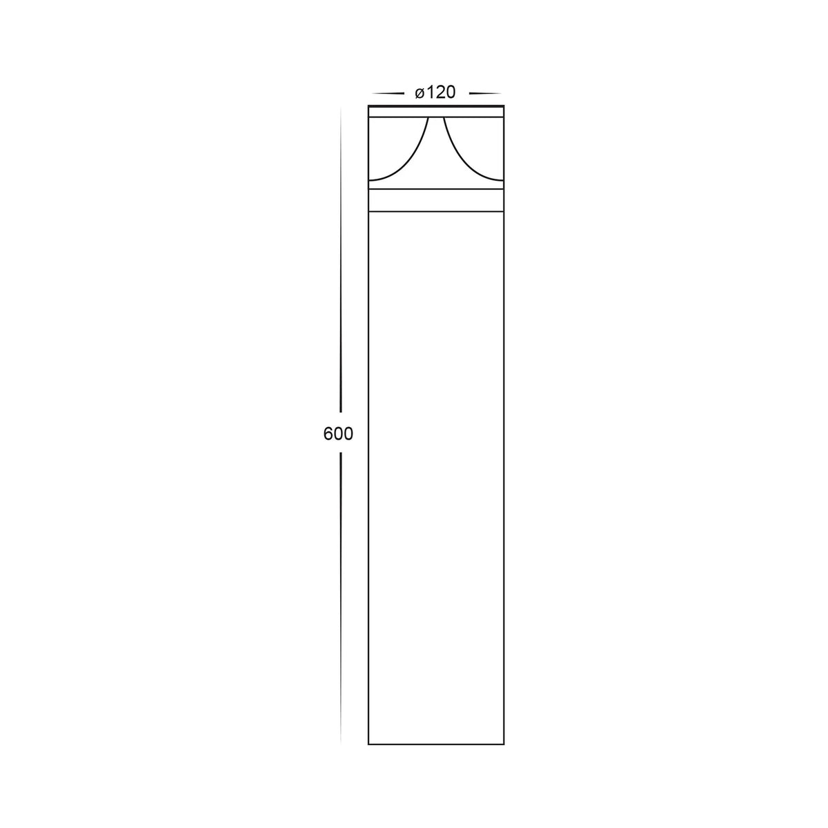 Divad 600mm LED Black Bollard