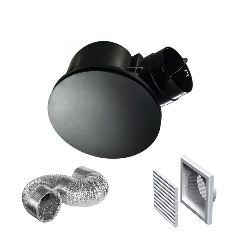 Hybrid Round Exhaust Fan Kit Black