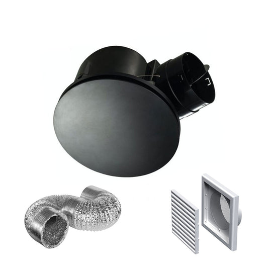Hybrid Round Exhaust Fan Kit Black