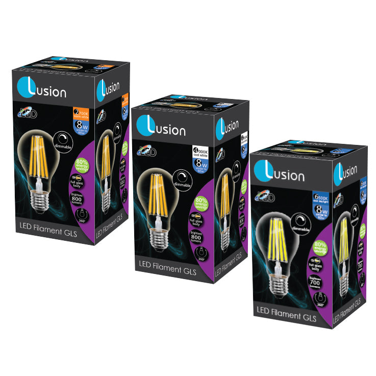 Filament GLS LED dimmable 8W E27 Globe