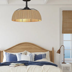 Harlow 20" DC Light Fan Black & Rattan