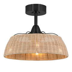 Harlow 20" DC Light Fan Black & Rattan