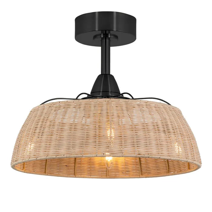 Harlow 20" DC Light Fan Black & Rattan