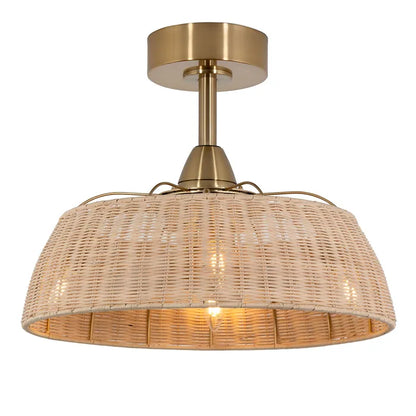 Harlow 20" DC Light Fan Gold & Rattan