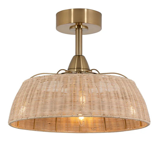 Harlow 20" DC Light Fan Gold & Rattan