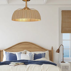 Harlow 20" DC Light Fan Gold & Rattan