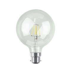 Clear 4w LED Filament G125 B22 Globe