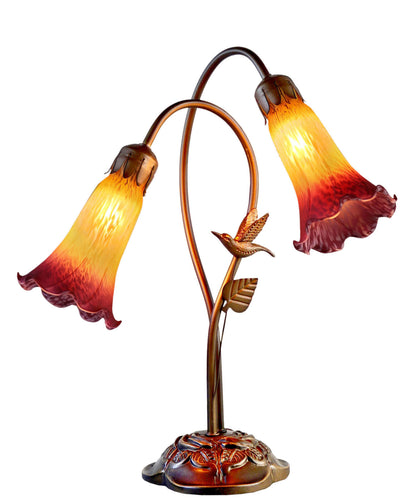 Twin Lily Hummingbird Table Lamp