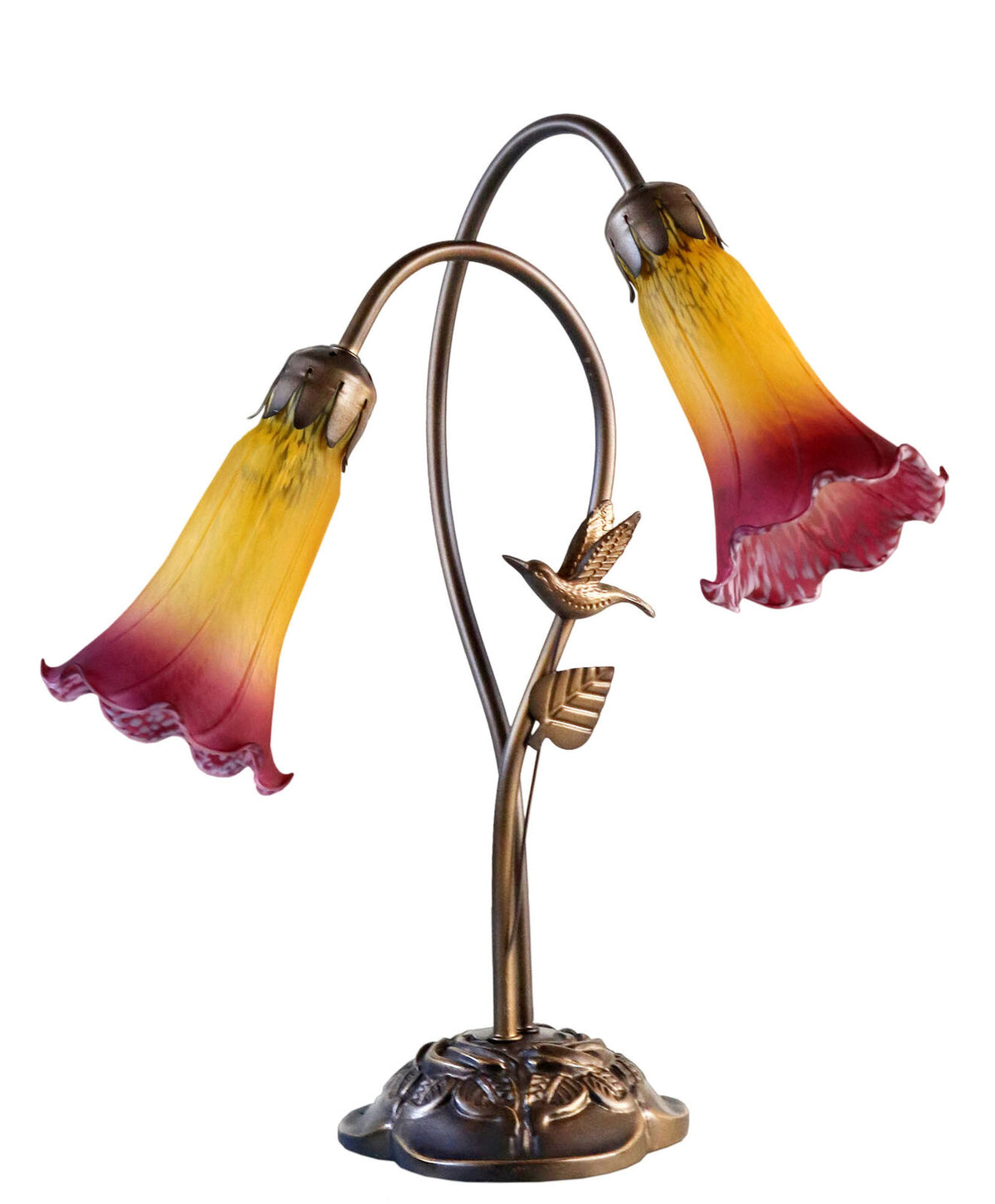 Twin Lily Hummingbird Table Lamp